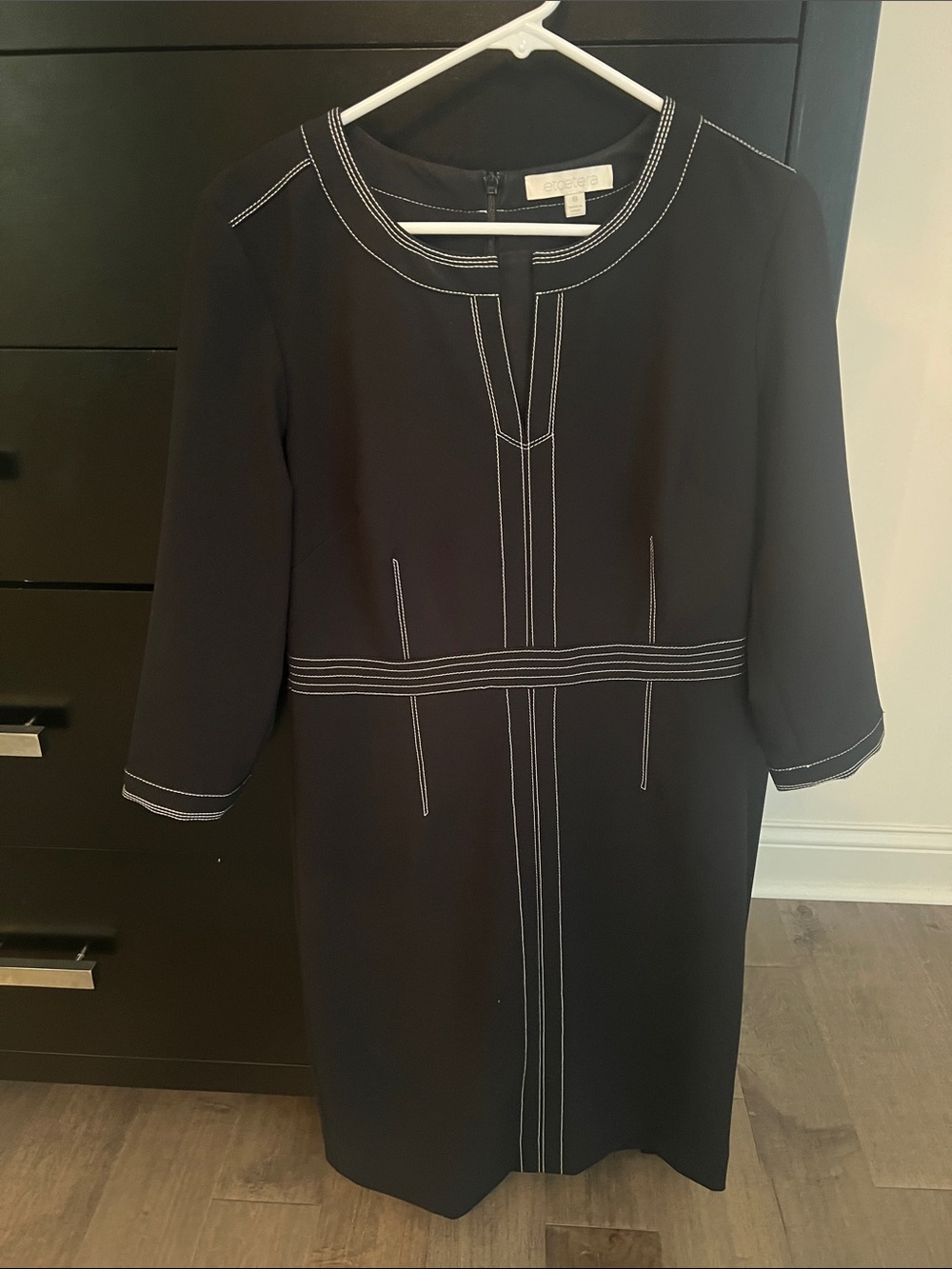 Etcetera Black Midi Dress with White Contrast Stitching